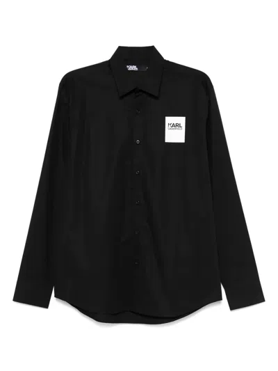 Karl Lagerfeld Logo-patch Shirt In Black
