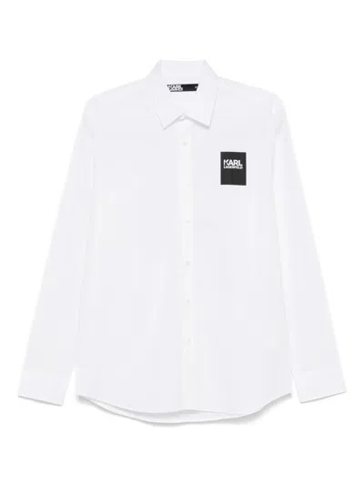 Karl Lagerfeld Logo-patch Shirt In Blue