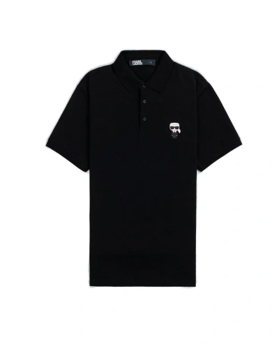 Karl Lagerfeld Logo Patch Short Sleeved Polo Shirt In Black