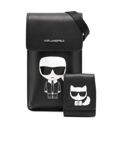 Karl Lagerfeld Logo-patch Shoulder Bag In Black