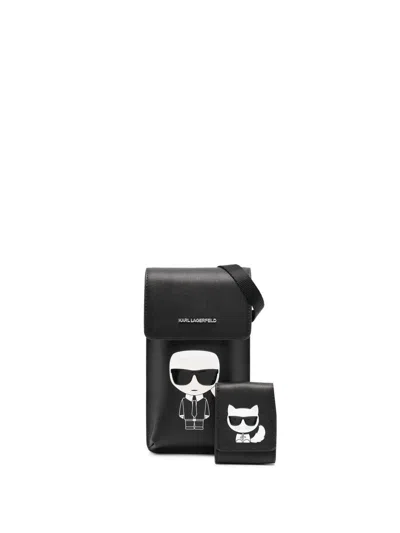 Karl Lagerfeld Logo-patch Shoulder Bag In Black