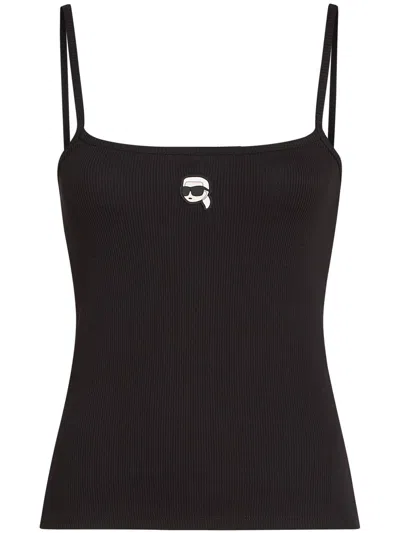 KARL LAGERFELD LOGO-PATCH TOP