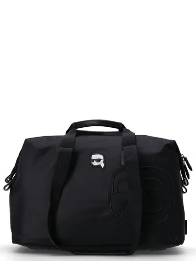Karl Lagerfeld Logo Patch Tote Bag In Black