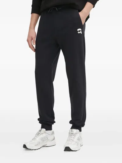 Karl Lagerfeld Logo-patch Track Pants In Black