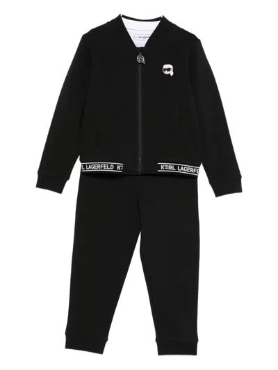 Karl Lagerfeld Kids' Logo-patch Tracksuit In Black