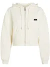 Karl Lagerfeld Logo Patch Zipped Hoodie In Neutrals