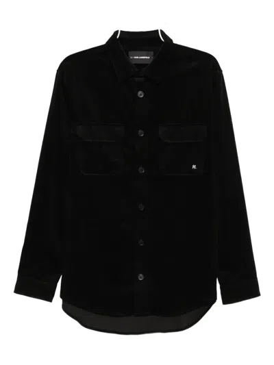 KARL LAGERFELD LOGO-PATCHED CORDUROY OVERSHIRT