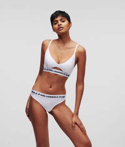 Karl Lagerfeld Logo Peephole Bra In White