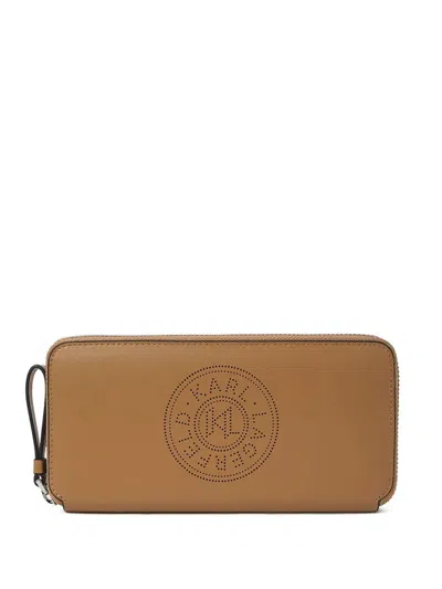 Karl Lagerfeld Logo-perforated Wallet In Brown
