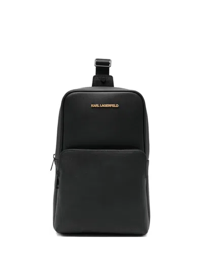 Karl Lagerfeld Logo-plaque Backpack In Black
