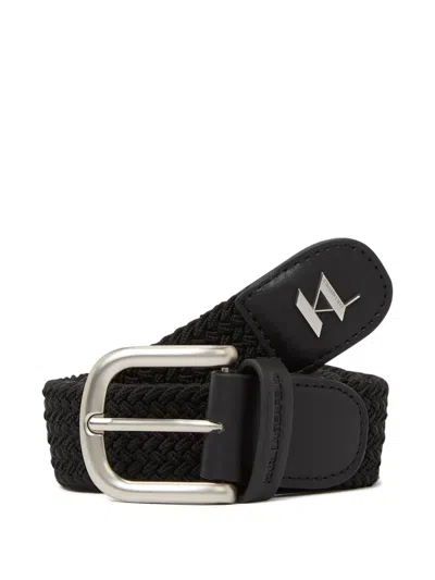 Karl Lagerfeld Logo-plaque Belt In Black