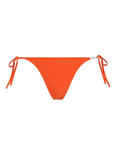 Karl Lagerfeld Logo-plaque Bikini Briefs In Orange