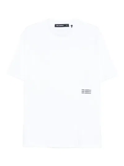 Karl Lagerfeld Logo-plaque Cotton T-shirt In White