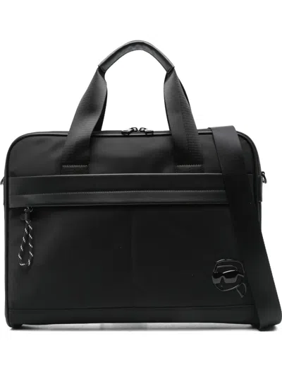 Karl Lagerfeld Logo-plaque Laptop Bag In Black