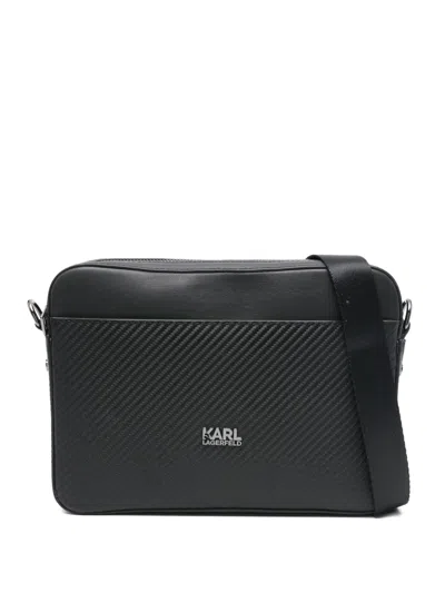 Karl Lagerfeld Logo-plaque Messenger Bag In Black