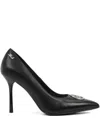 Karl Lagerfeld Logo-plaque Pointed-toe Pumps In Black