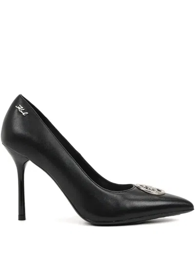 Karl Lagerfeld Logo-plaque Pointed-toe Pumps In Black