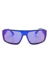 Karl Lagerfeld Logo-plaque Rectangle-frame Sunglasses In Blue