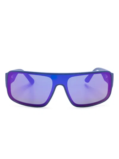 Karl Lagerfeld Logo-plaque Rectangle-frame Sunglasses In Blue