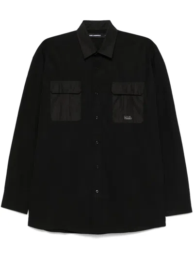 Karl Lagerfeld Logo-plaque Shirt In Black
