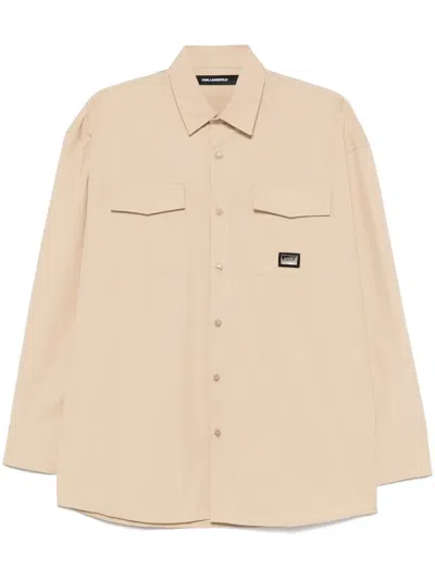 Karl Lagerfeld Logo-plaque Shirt In Neutrals