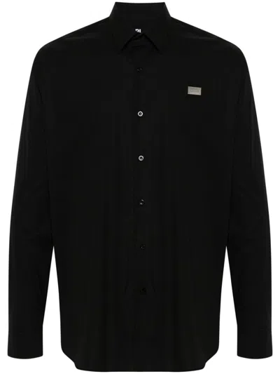 Karl Lagerfeld Hemd Mit Logo-schild In Schwarz