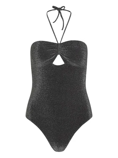 Karl Lagerfeld Logo-plaque Swimsuit In Black