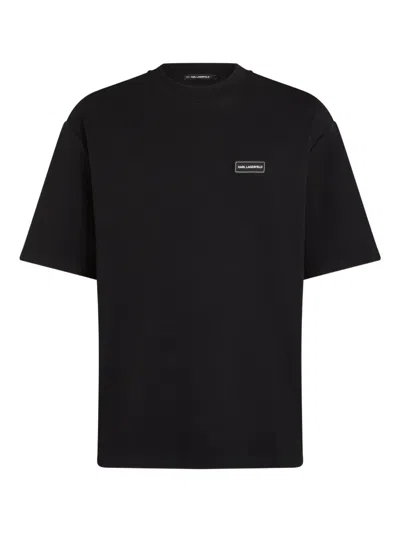 Karl Lagerfeld Logo-plaque T-shirt In Black