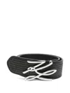Karl Lagerfeld Logo-plaque Woven Belt In Black