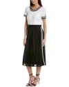 Karl Lagerfeld Logo Pleated Mesh Midi Dress