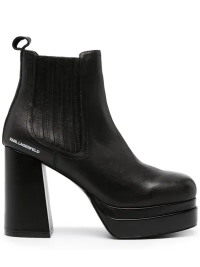 Karl Lagerfeld Logo-print 110mm Platform Boots In Black