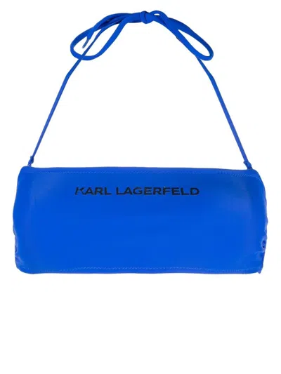 Karl Lagerfeld Bandeau-bikinioberteil Mit Logo In Blue