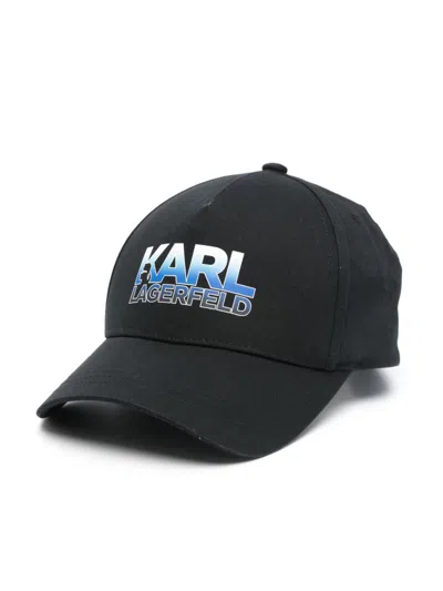 Karl Lagerfeld Logo-print Cotton-blend Baseball Cap In Black