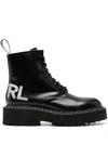 Karl Lagerfeld Troupe Brush-logo Combat Boots In Black