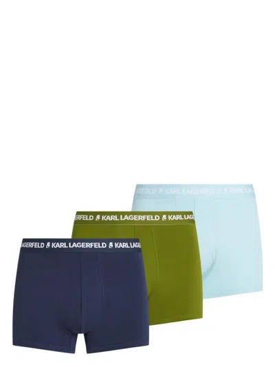 Karl Lagerfeld Logo-print Brief Boxers (pack Of Three) In Green