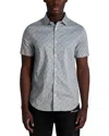Karl Lagerfeld Printed Short Sleeve Button Front Shirt In Black/white
