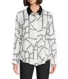 Karl Lagerfeld Logo-print Collared Button Down Blouse In Soft White Multi In White
