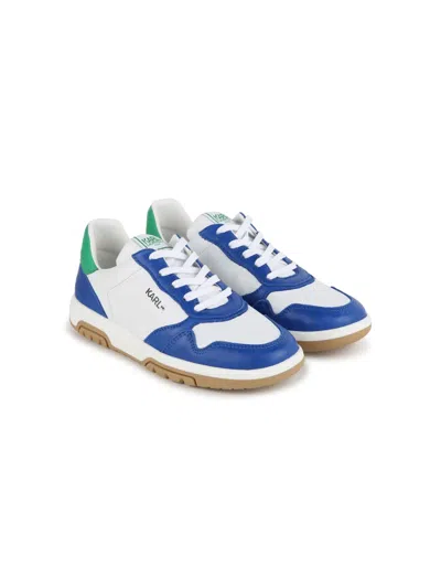 Karl Lagerfeld Kids' Logo-print Colour-block Sneakers In White
