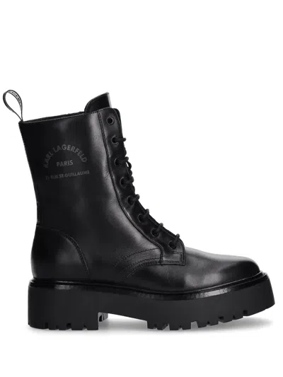 Karl Lagerfeld Logo-print Ankle Boots In Black