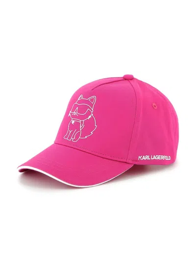 Karl Lagerfeld Kids' Logo-print Cotton Cap In Pink