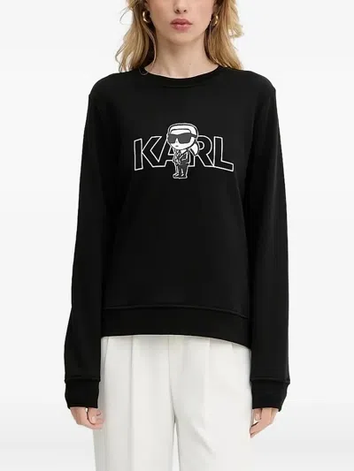 Karl Lagerfeld Logo-print Cotton Sweatshirt In Black