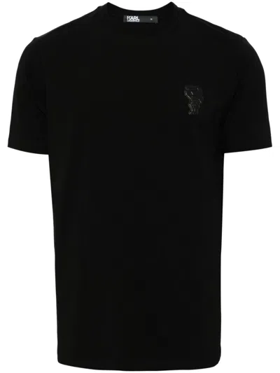 Karl Lagerfeld Logo-print Cotton T-shirt In 黑色