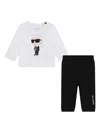 Karl Lagerfeld Logo Print Cotton T-shirt And Leggings Set In White