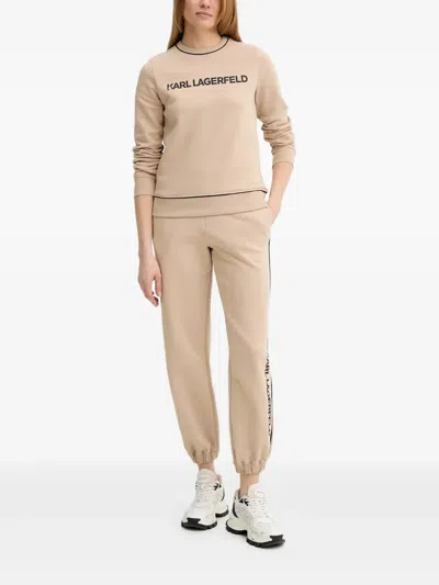 Karl Lagerfeld Logo-print Crew-neck Sweatshirt In Neutral