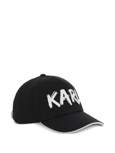 Karl Lagerfeld Kids' Logo-print Curved Peak Cap In Black