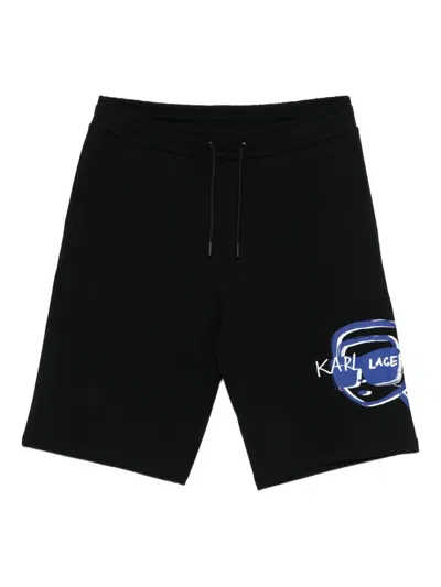 Karl Lagerfeld Logo-print Drawstring Shorts In Black