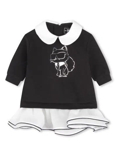 Karl Lagerfeld Babies' Logo-print Dress In 黑色