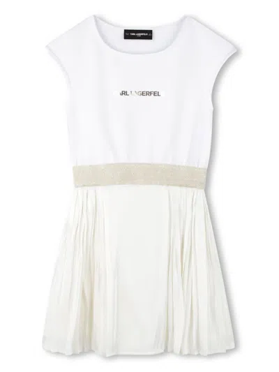 Karl Lagerfeld Kids' Logo-print Dress In White