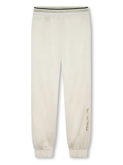 Karl Lagerfeld Kids' Logo-print Elasticated-waist Track Pants In Neutrals