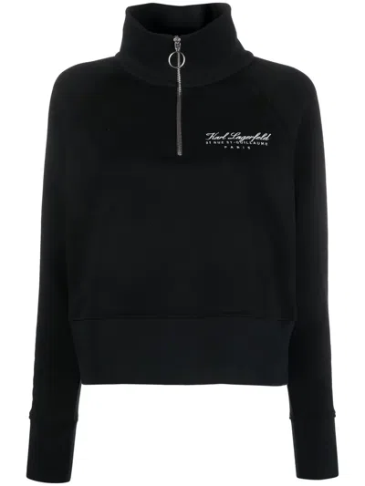 Karl Lagerfeld Sweatshirt Mit Kurzem Reissverschluss In Black